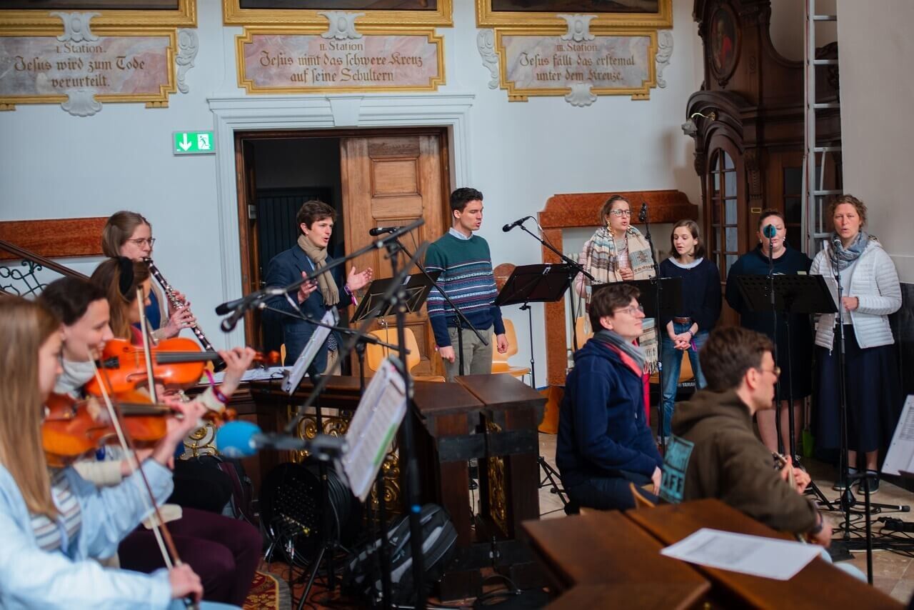 Rejoice missionaries playing music in the Josefsburg chapel