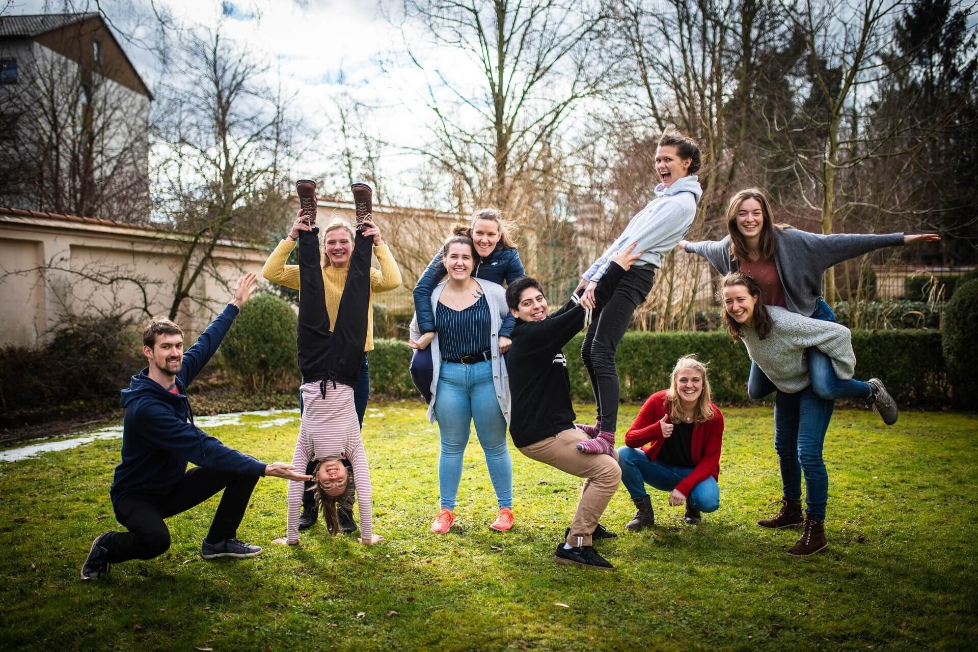 Rejoice missionaries doing handstands and acrobatics in the Josefsburg garden